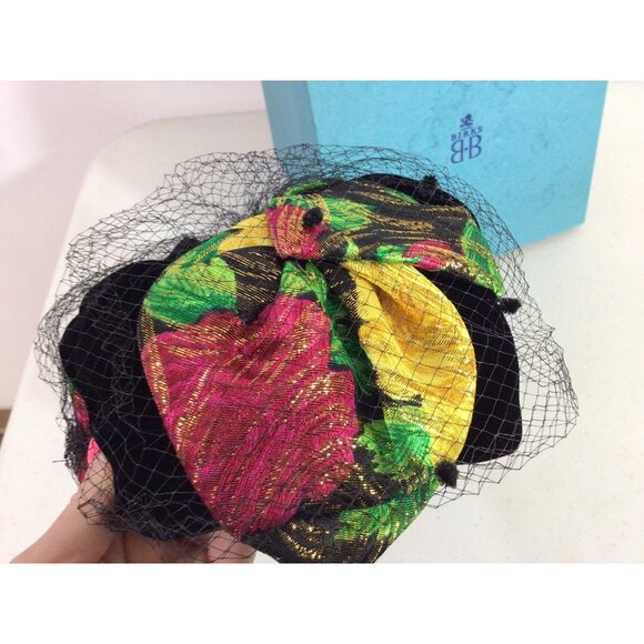 Vintage Mr. Richard Netted Pill Hat Velvet Trim Birks Box main image 7